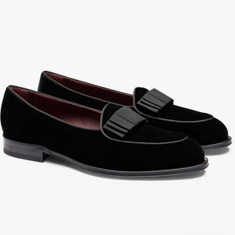 Suit Supply Black Velvet Loafers